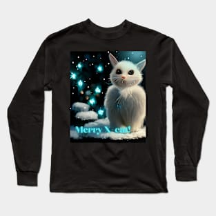 Christmas cat - winter kitten enjoying snow Long Sleeve T-Shirt